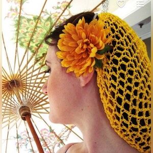 Golden Yellow Pinup Retro rockabilly Vintage Hair snood Hair Net